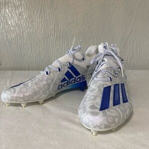 Men's  Blue And White AdiZero Blue And White Football Cleats Size 10 1/2